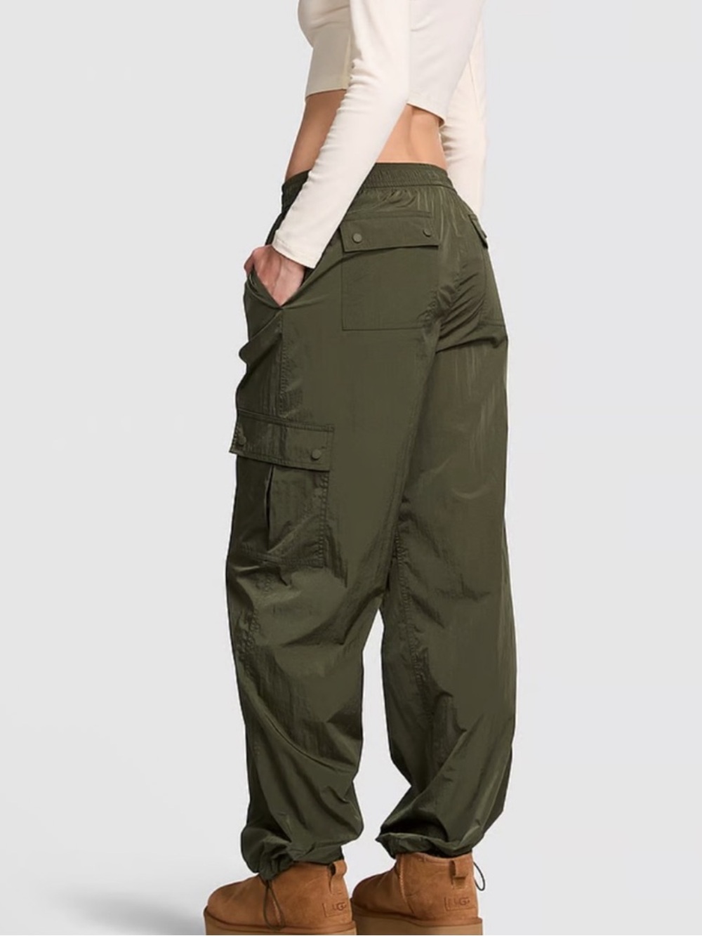 NWT 2pc Olive Cargo Utility Pants & Matching Top for Women OUTFIT VS PINK sz med